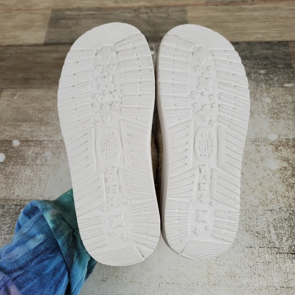 Hey Dude Wendy Crochet Lace Kids Loafers Shoes Sz 13 C13 White Gold Round Toe